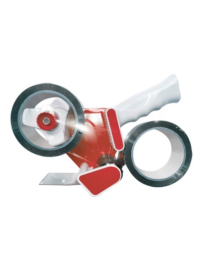 Portarrollo q-connect para embalaje para cintas de 66mt x 50mm incluye 2 rollos cinta marron