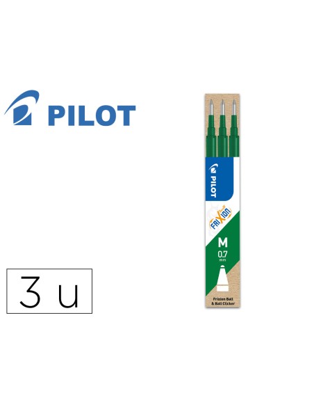 Recambio boligrafo pilot frixion ball verde caja de 3 unidades
