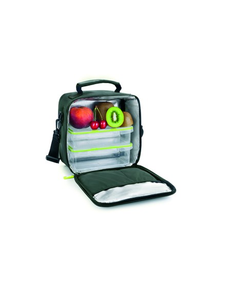 Bolsa porta alimentos ibili lunch away green termica asa 2 recipientes tapa hermetica y bandeja 22x22x12 cm