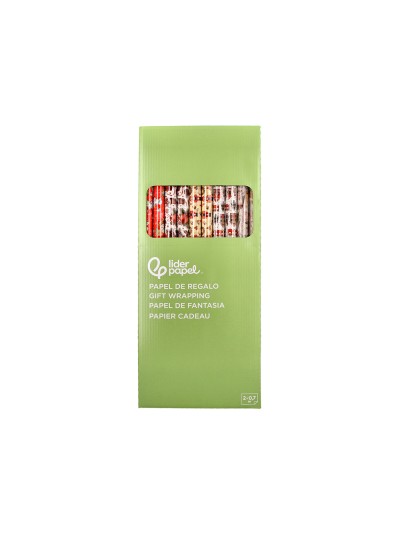 Papel de regalo liderpapel navidad rollo ancho 70 cm longitud 2 mt gramaje 60 gr diseños surtidos b-2024