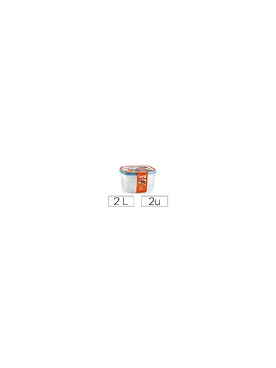 Fiambrera plasticforte transparente tapa color 2 litros pack 2 unidades