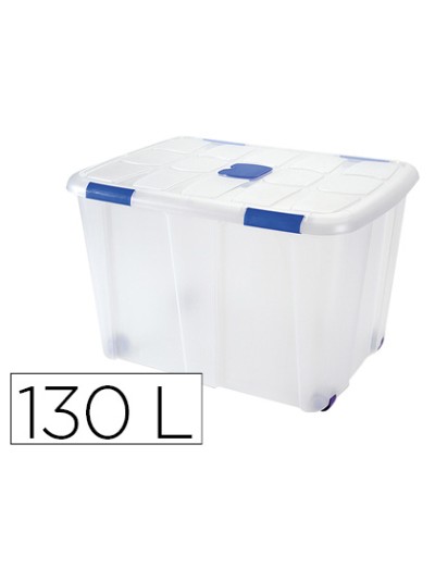 Contenedor plastico plasticforte 130 litros n 16 transparente con tapa 480x740x540 mm