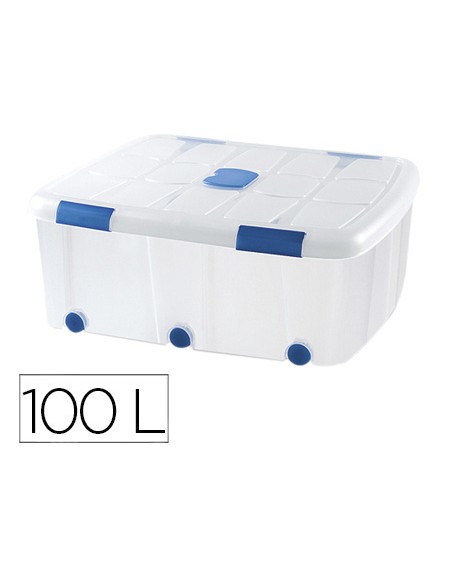 Contenedor plastico plasticforte 100 litros n 15 transparente con tapa 330x800x600 mm