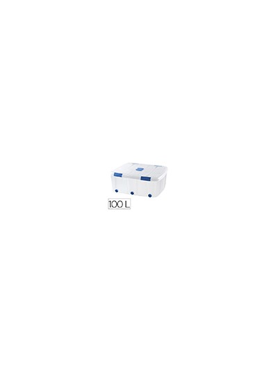 Contenedor plastico plasticforte 100 litros n 15 transparente con tapa 330x800x600 mm
