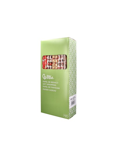 Papel de regalo liderpapel navidad rollo ancho 70 cm longitud 2 mt gramaje 60 gr diseños surtidos b-2024
