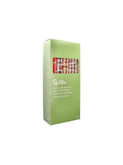Papel de regalo liderpapel navidad rollo ancho 70 cm longitud 2 mt gramaje 60 gr diseños surtidos b-2024