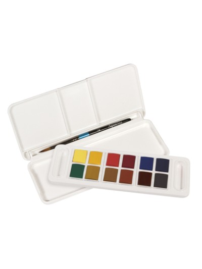 Acuarela daler rowney aquafine travel set con pincel caja de 12 colores surtidos