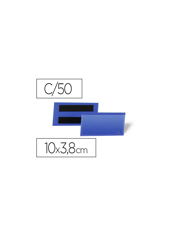 Funda durable magnetica 100x38 mm plastico azul ventana transparente pack de 50 unidades Funda durable magnetica 100x38 mm plastico azul ventana transparente pack de 50 unidades