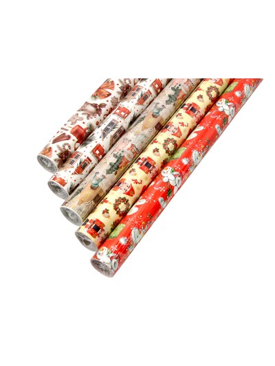 Papel de regalo liderpapel navidad rollo ancho 70 cm longitud 2 mt gramaje 60 gr diseños surtidos b-2024