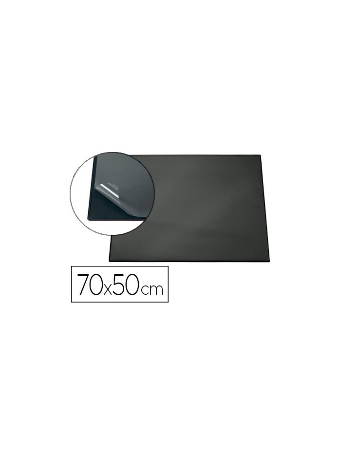 Vade sobremesa durable negro con tapa transparente 70x50 cm Vade sobremesa durable negro con tapa transparente 70x50 cm