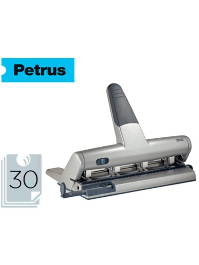 Taladrador petrus 514 metalico color plata 4 punzones moviles capacidad 30 hojas