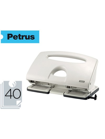 Taladrador petrus 505 metalico color gris 4 punzones capacidad 40 hojas