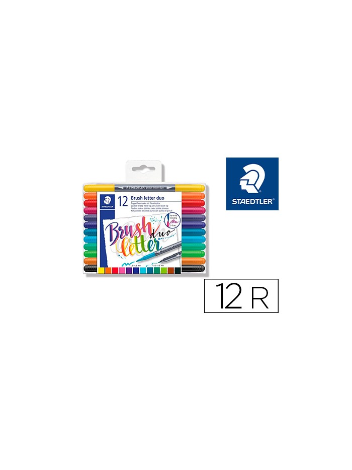 Rotulador staedtler 3004 doble punta para lettering estuche de 12 unidades colores surtidos Rotulador staedtler 3004 doble punta para lettering estuche de 12 unidades colores surtidos
