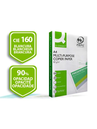 Papel fotocopiadora q-connect economy din a4 80 gramos paquete de 500 hojas