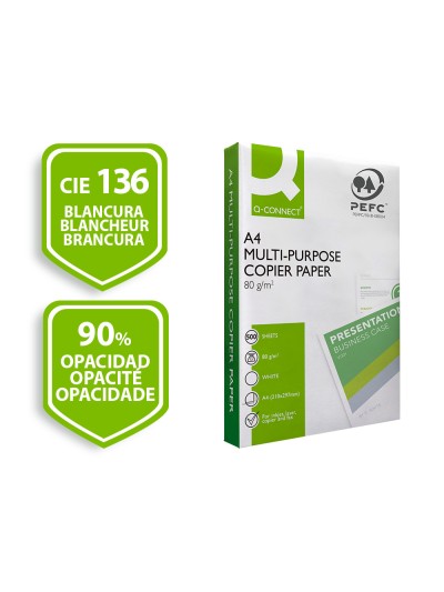 Papel fotocopiadora q-connect economy din a4 80 gramos paquete de 500 hojas