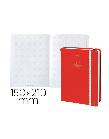 Libreta quo vadis life journal infinite dots puntos 15x21 cm 224 hojas tapa similpiel rojo