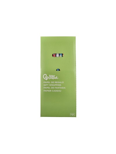 Papel de regalo liderpapel todo año rollo ancho 70 cm longitud 2 mt gramaje 60 gr diseños surtidos b-2024