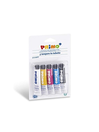 Tempera primo en tubo aluminio de 12 ml blister de 5 colores surtidos