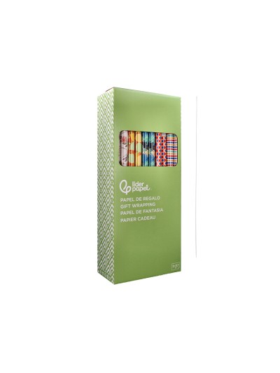 Papel de regalo liderpapel todo año rollo ancho 70 cm longitud 2 mt gramaje 60 gr diseños surtidos b-2024