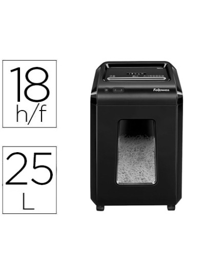 Destructora de documentos fellowes 92cs capacidad 18 hojas seguridad p4 papelera 25 l destruye grapas clips cd