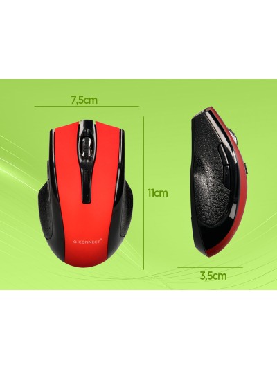 Raton q-connect optico inalambrico 1000 dpi receptor usb 2,4 ghz rojo