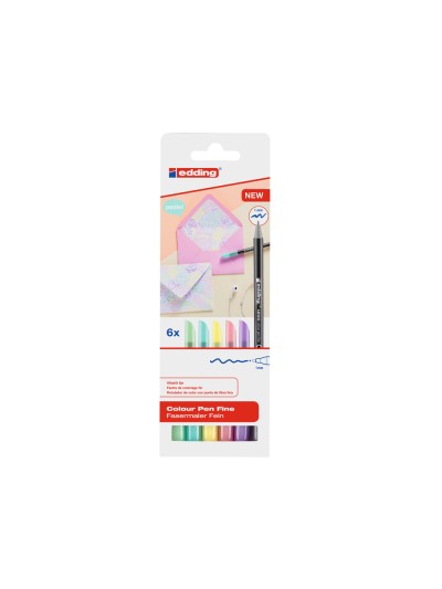Rotulador edding punta fibra 1200 pastel punta redonda 1 mm estuche de 6 unidades colores surtidos