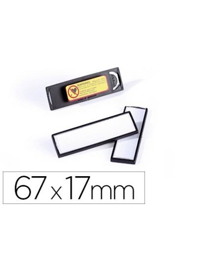 Identificador portanombre durable pvc antiarañazos con iman y efecto lupa color negro 67x17 mm