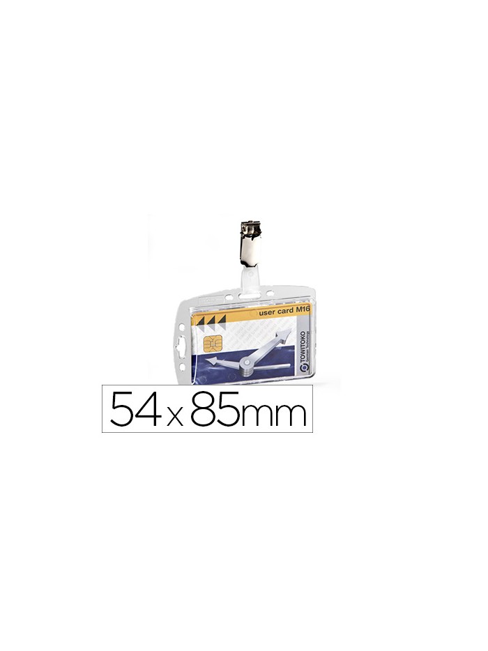 Identificador con pinza giratoria durable acrilico horizontal con uñero para pases de seguridad 54x85 mm Identificador con pinza giratoria durable acrilico horizontal con uñero para pases de seguridad 54x85 mm