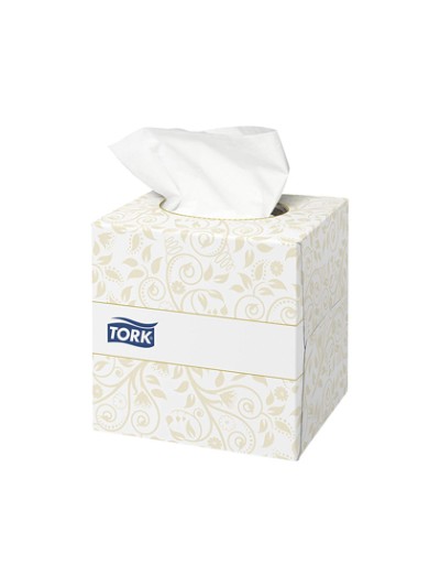 Pañuelos faciales tork extrasuaves 2 capas 20,9x20 cm caja cubo de 100 unidades