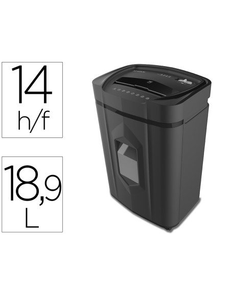Destructora de documentos q-connect kf17109 seguridad p4capacidad de corte 14 hojas clips grapas tarjetas y cd