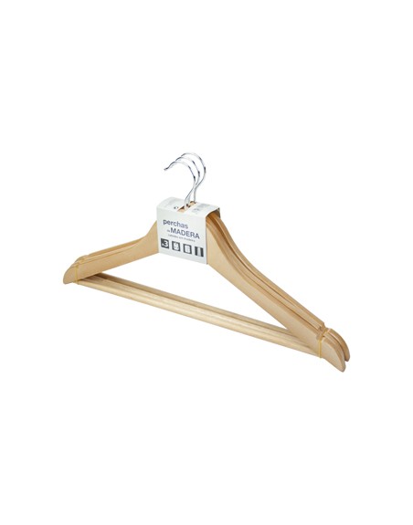 Percha rozenbal madera natural barnizada pack de 3 unidades