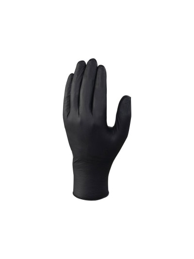 Guantes deltaplus de nitrilo desechable negro caja de 100 unidades talla 9-10
