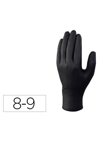 Guantes deltaplus de nitrilo desechable negro caja de 100 unidades talla 8-9