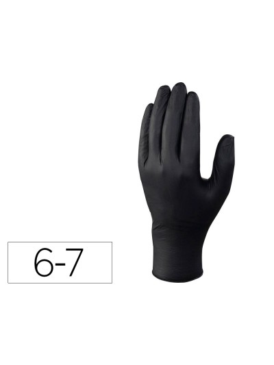 Guantes deltaplus de nitrilo desechable negro caja de 100 unidades talla 6-7