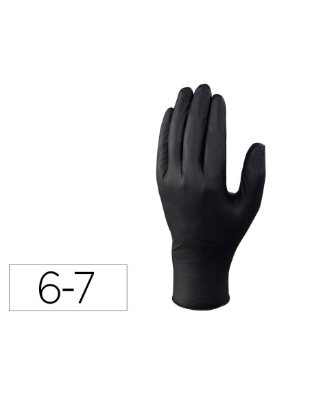 Guantes deltaplus de nitrilo desechable negro caja de 100 unidades talla 6-7