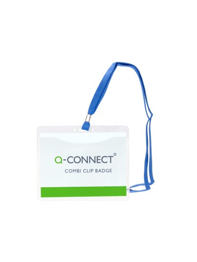Identificador q-connect con cordon plano azul a6 154x127 mm apertura superior