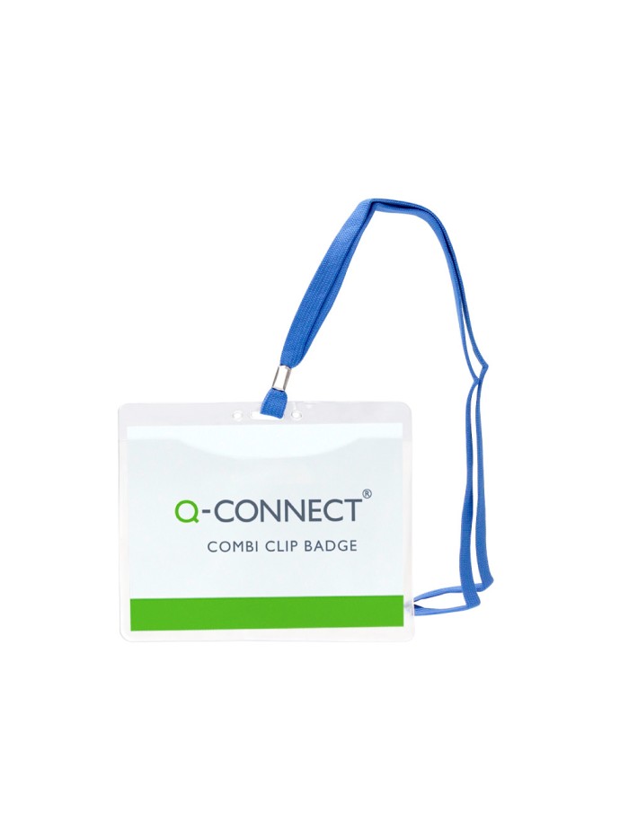 Identificador q-connect con cordon plano azul a6 154x127 mm apertura superior Identificador q-connect con cordon plano azul a6 154x127 mm apertura superior