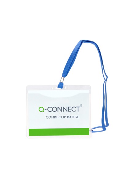 Identificador q-connect con cordon plano azul a6 154x127 mm apertura superior