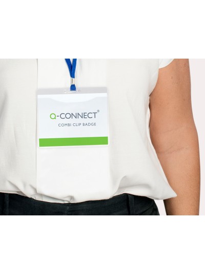 Identificador q-connect con cordon plano azul a6 154x127 mm apertura superior