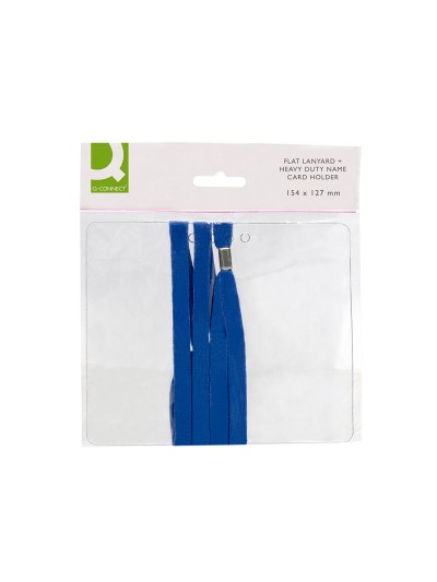 Identificador q-connect con cordon plano azul a6 154x127 mm apertura superior