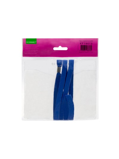 Identificador q-connect con cordon plano azul a6 154x127 mm apertura superior