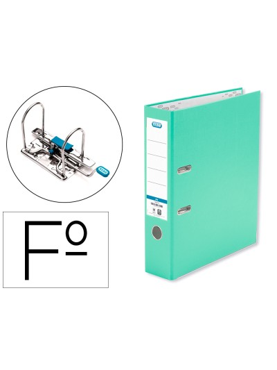 Archivador de palanca elba carton forrado pvc con rado top folio lomo 80 mm verde menta
