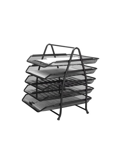 Bandeja sobremesa metalica q-connect kf18474 rejilla negro 5 bandejas movibles 350x275x375 mm