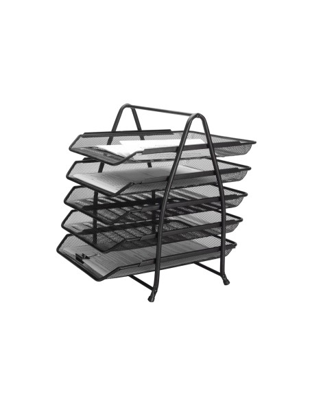 Bandeja sobremesa metalica q-connect kf18474 rejilla negro 5 bandejas movibles 350x275x375 mm