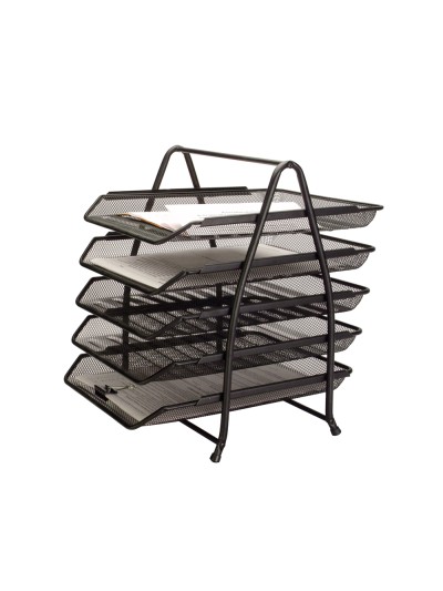 Bandeja sobremesa metalica q-connect kf18474 rejilla negro 5 bandejas movibles 350x275x375 mm
