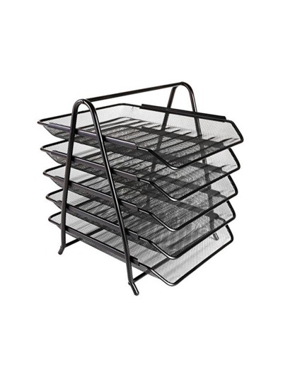 Bandeja sobremesa metalica q-connect kf18474 rejilla negro 5 bandejas movibles 350x275x375 mm