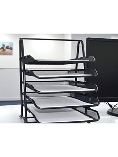 Bandeja sobremesa metalica q-connect kf18474 rejilla negro 5 bandejas movibles 350x275x375 mm