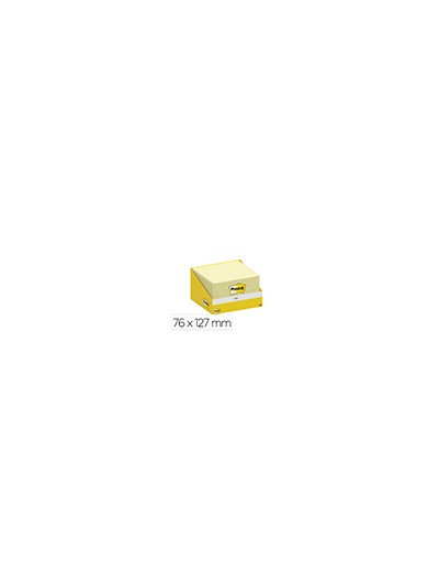 Bloc de notas adhesivas quita y pon post-it 76x127 mm 100 hojas amarillo canario retractilado individualmente