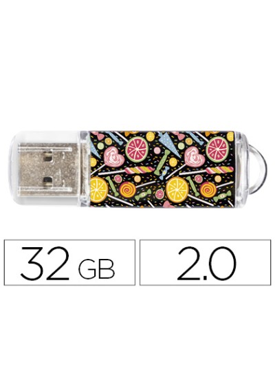Memoria usb techonetech flash drive 32 gb 2.0 candy pop