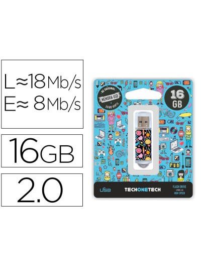 Memoria usb techonetech flash drive 16 gb 2.0 candy pop